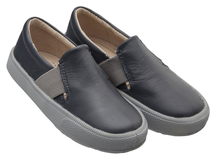 Old Soles 6084N Perforated Leather OG Hoff Slip On Elastic Loafer Sneaker, Navy/Grey