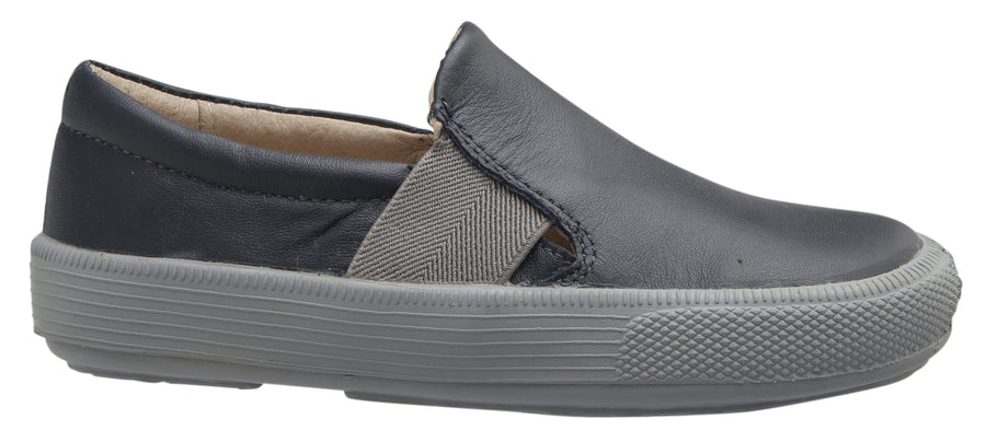 Old Soles 6084N Perforated Leather OG Hoff Slip On Elastic Loafer Sneaker, Navy/Grey