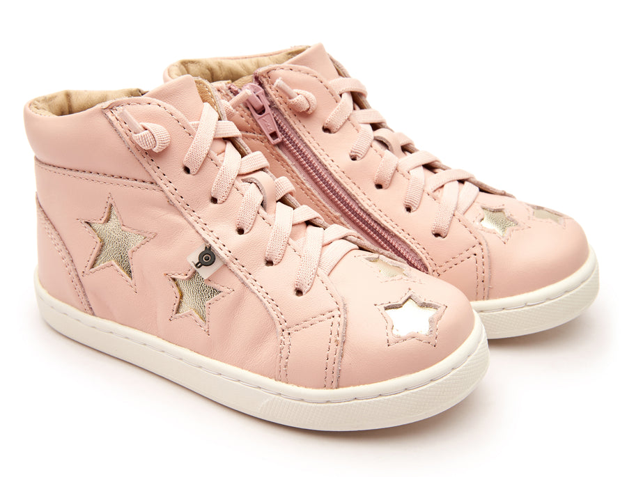 Old Soles Girl's Starey High Top Sneaker, Powder Pink/Gold