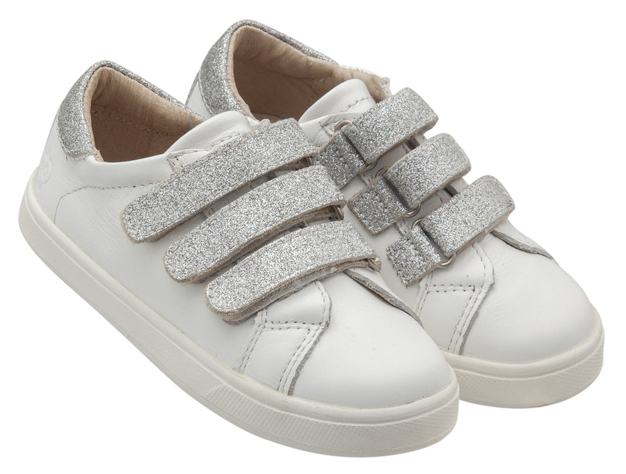 Old Soles Girl's Glam Markert Sneakers, Snow / Glam Argent