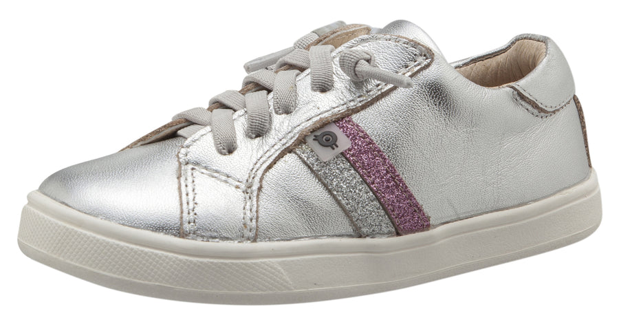 Old Soles Girl's  Glambo High Top Leather Sneakers,Silver/Glam Argent/Glam Pink/Silver