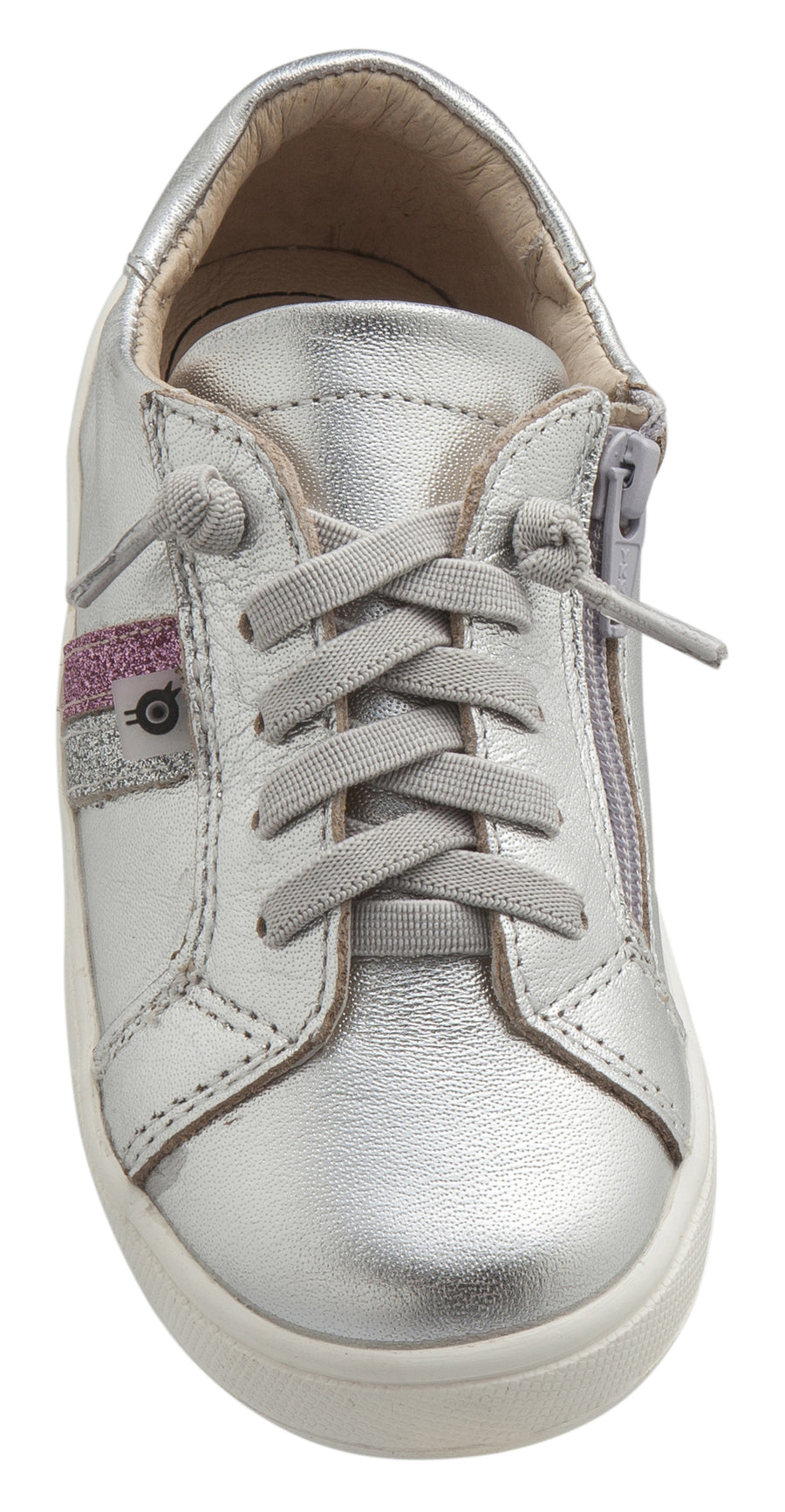 Old Soles Girl's Glambo Leather Sneakers, Silver/Glam Argent/Glam Pink