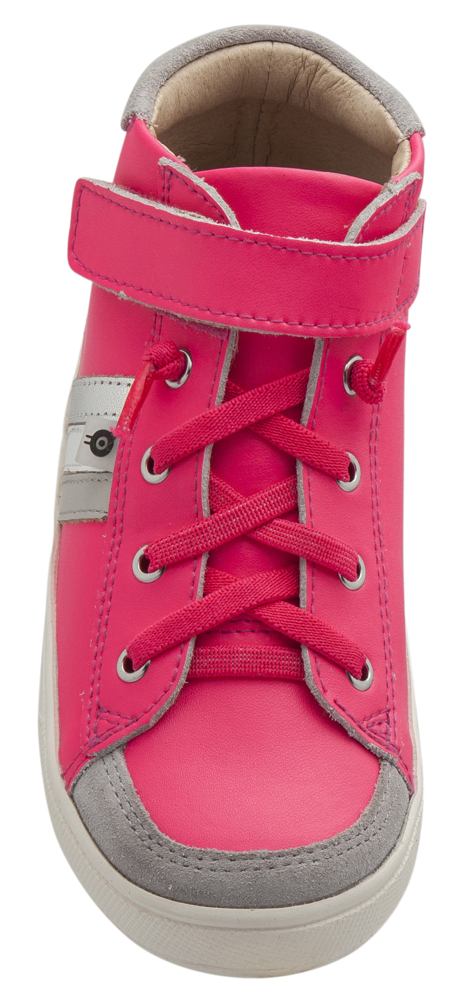 Old Soles Girl's Glambo High Top Leather Sneakers, Neon Pink/Gris/Snow/Silver