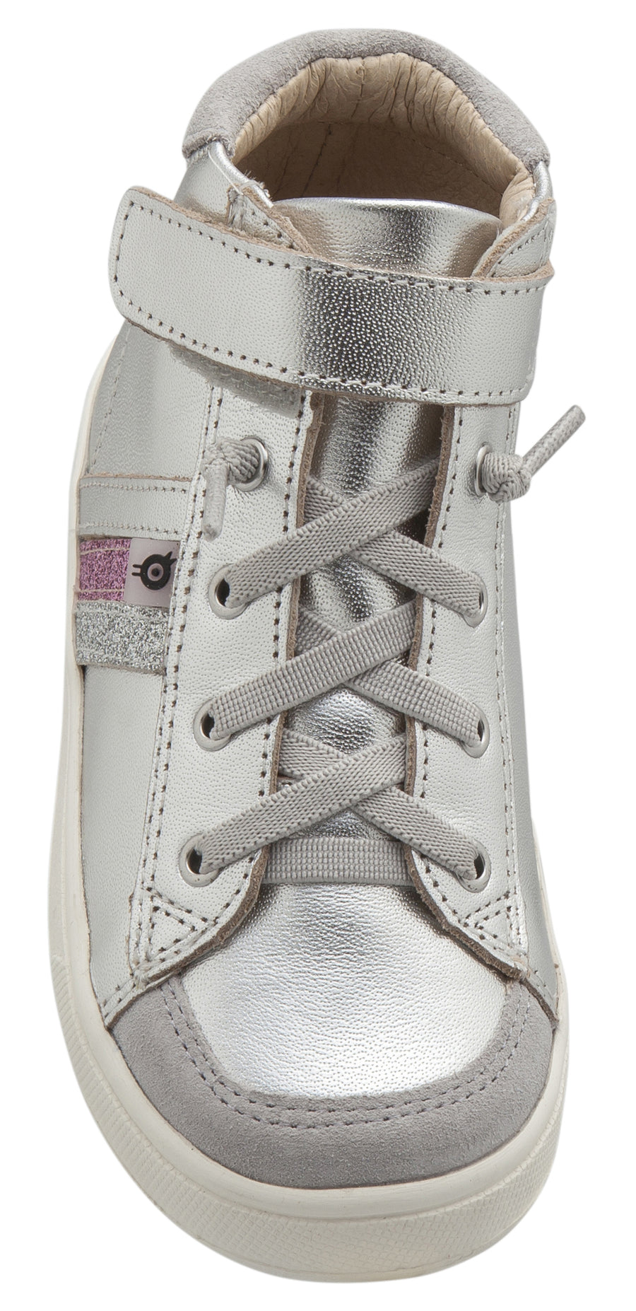 Old Soles Girl's  Glambo High Top Leather Sneakers,Silver/Glam Argent/Glam Pink/Silver