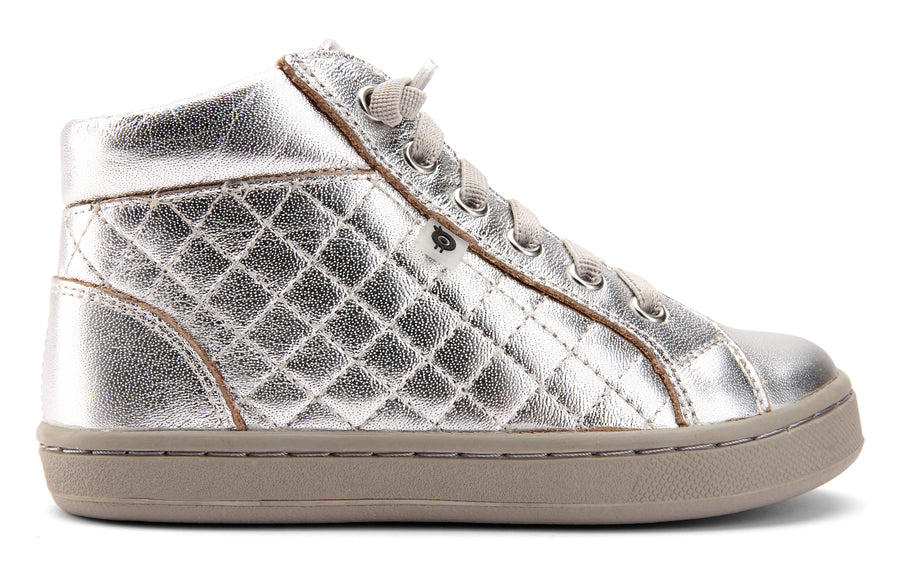 Old Soles Girl's and Boy's 6115 Plush High Top Sneakers - Silver