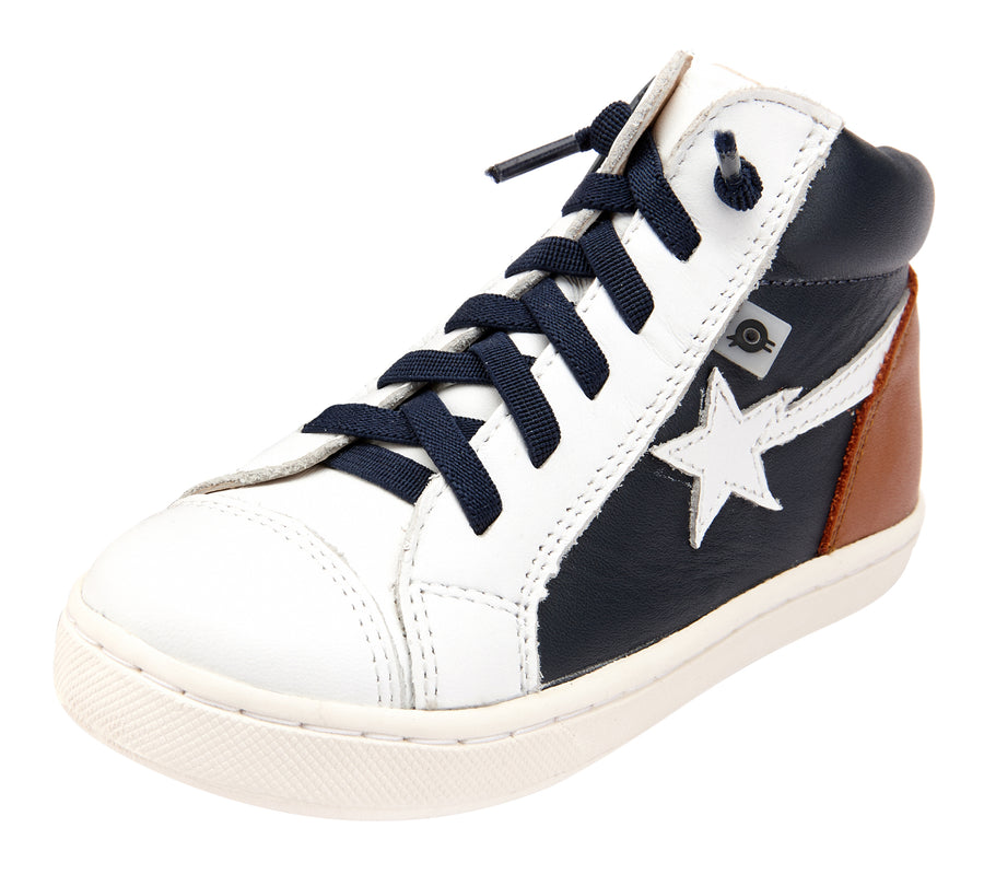Old Soles Girl's and Boy's 6117 Shoot-High Sneaker - Navy/Snow/Tan