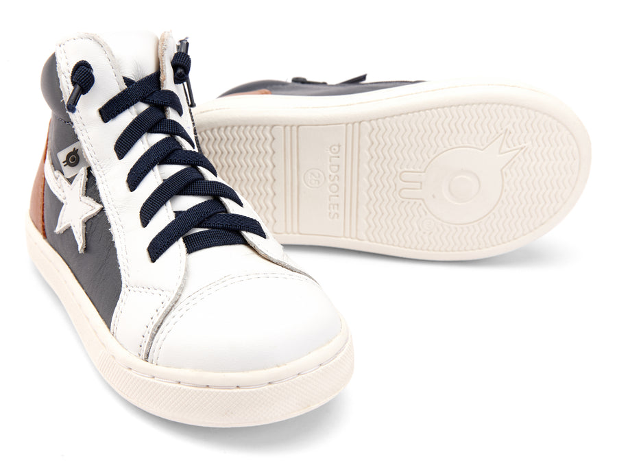 Old Soles Girl's and Boy's 6117 Shoot-High Sneaker - Navy/Snow/Tan