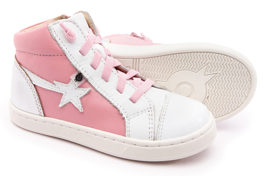 Old Soles Girl's 6117 Shoot-High Sneaker - Pearlised Pink/Snow/Silver