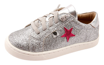 Old Soles Girl's 6118 Milky-Way Sneakers - Glam Argent/Silver/Fuchsia Foil