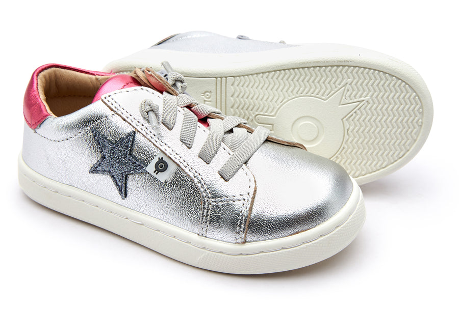 Old Soles Girl's 6118 Milky-Way Sneakers - Silver/Fuchsia Foil/Glam Gunmetal