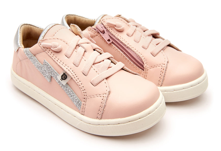 Old Soles Girl's 6124 Bolty Runner Sneakers - Powder Pink/Silver/Glam Argent