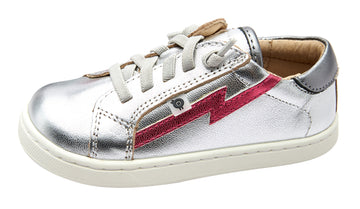 Old Soles Girl's 6124 Bolty Runner Sneakers - Silver/Rich Silver-Fuchsia Foil