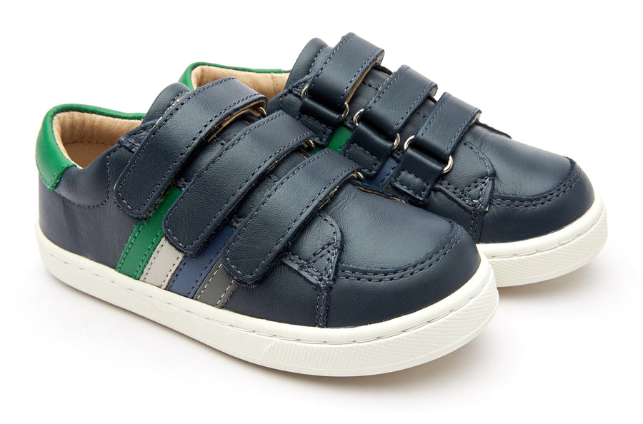 Old Soles Boy's 6127 Sneaky Markert Leather Sneakers - Navy/Neon Green/Gris/Petrol/Grey