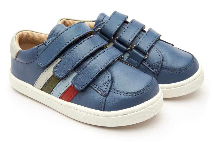 Old Soles Boy's 6127 Sneaky Markert Leather Sneakers - Petrol/Gris/Militare/Dusty Blue/Red