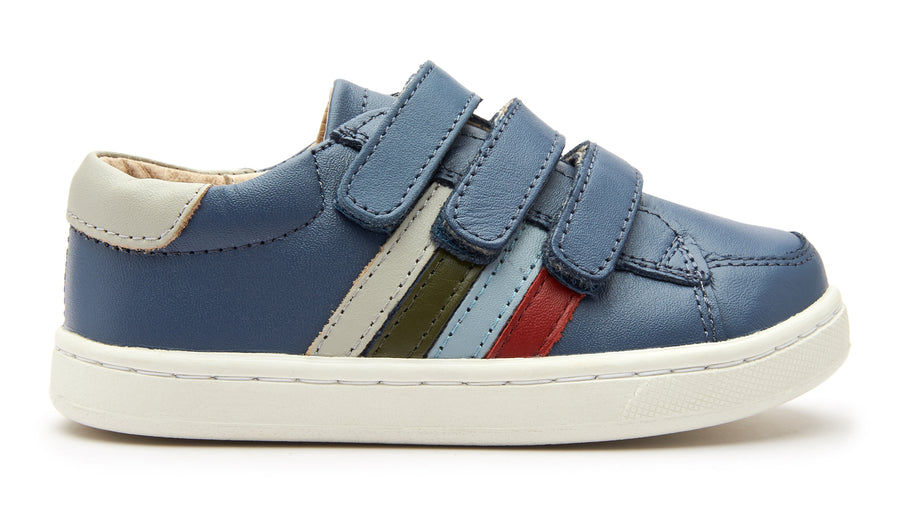 Old Soles Boy's 6127 Sneaky Markert Leather Sneakers - Petrol/Gris/Militare/Dusty Blue/Red
