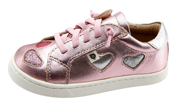 Old Soles Girl's 6136 Hearty Runner Sneakers - Pink Frost/Glam Argent/Silver/Glam Pink/Fuchsia Foil