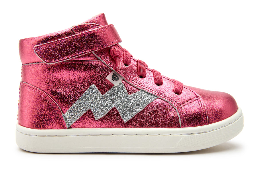 Old Soles Girl's 6137 Bolted Hightop Sneakers - Fuchsia Foil/Glam Argent
