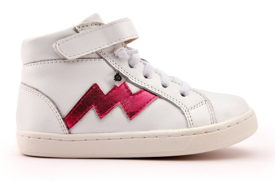 Old Soles Girl's 6137 Bolted Hightop Sneakers - Snow/Fuchsia Foil