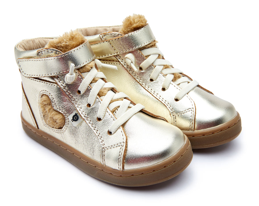 Old Soles Girl's 6141 Snug Heart Hightop Sneakers - Gold