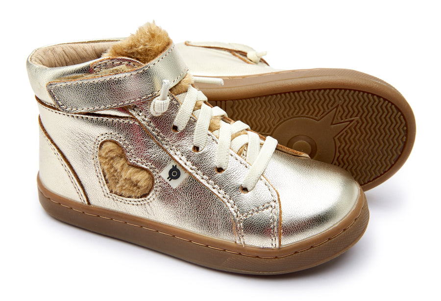 Old Soles Girl's 6141 Snug Heart Hightop Sneakers - Gold