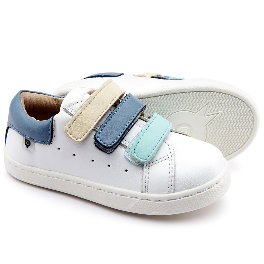 Old Soles Boy's and Girl's 6154 Triester Sneakers - Snow/Indigo/Jade/Cream
