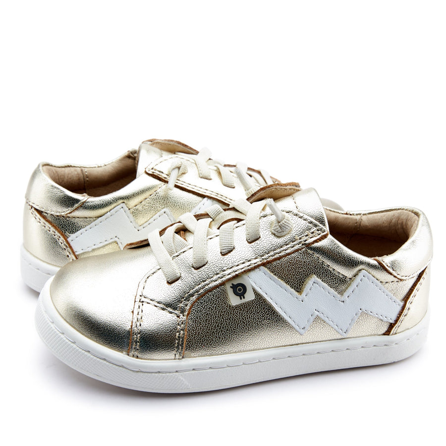 Old Soles Girl's and Boy's 6155 Bolty Jogger Sneakers - Gold/Snow/Gold