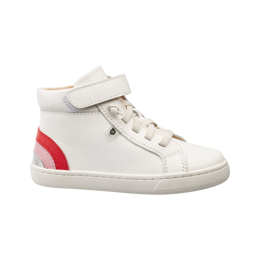 Old Soles Girl's 6157 Sneaky Rainbow High-Top Sneakers - Snow/Bright Red/Pearlized Pink/Silver