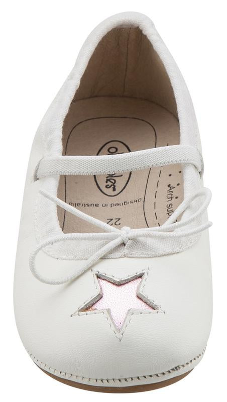 Old Soles Girl's Leather Cruise Star Mary Jane (Snow/Pink Star)