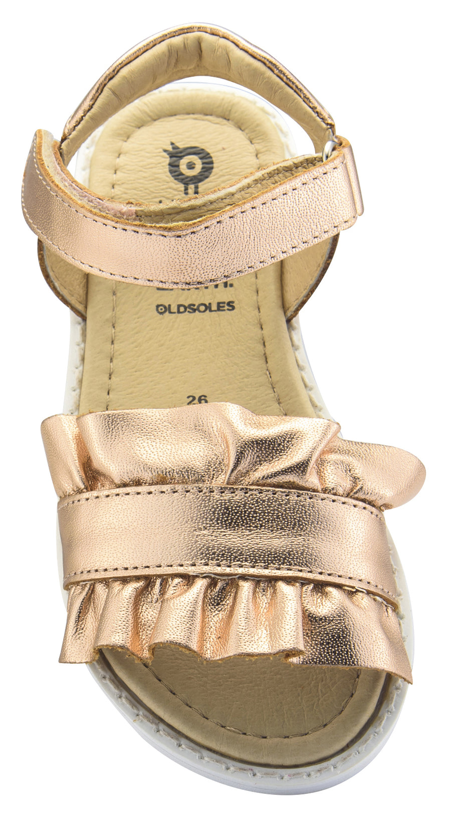 Old Soles Girl's I'm-Frilled Leather Sandals, Copper