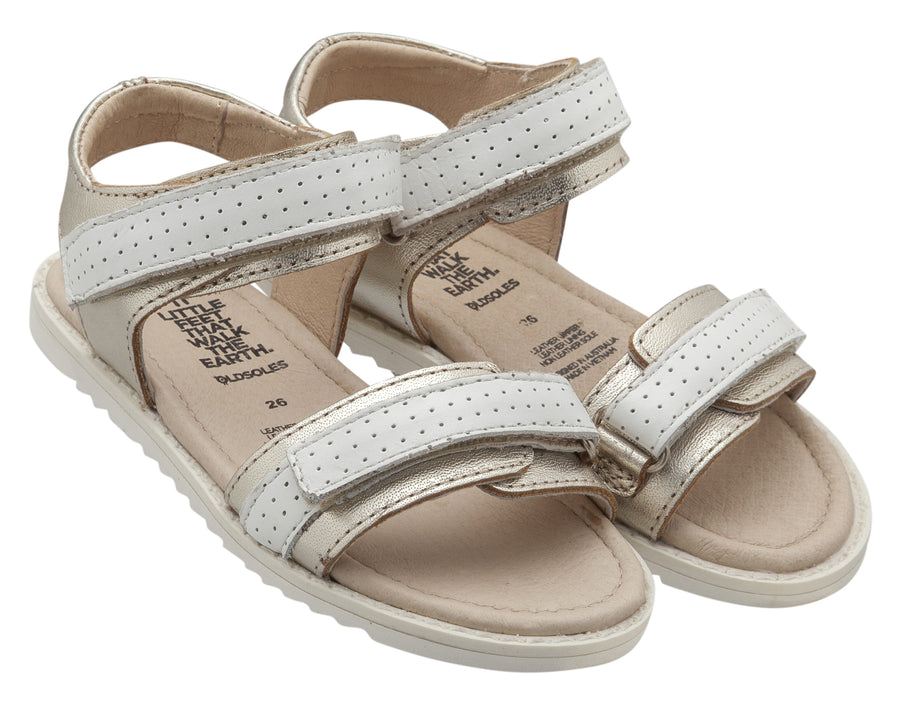Old Soles 7016 Girl's Strapping S Sandal, Gold/Snow