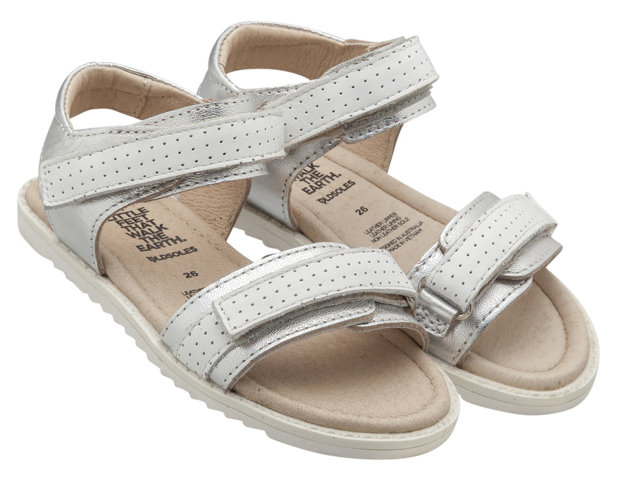 Old Soles 7016 Girl's Strapping S Sandal, Silver/Snow