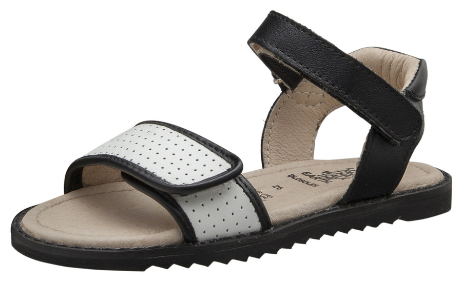 Old Soles Girls Sport-S Leather Sandals, Black/Snow