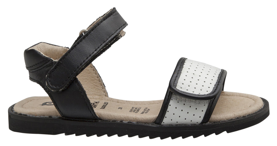 Old Soles Girls Sport-S Leather Sandals, Black/Snow