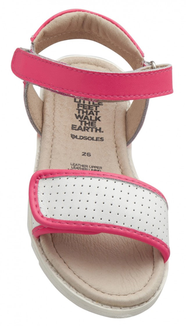 Old Soles Girls Sport-S Leather Sandals, Neon Pink/Snow