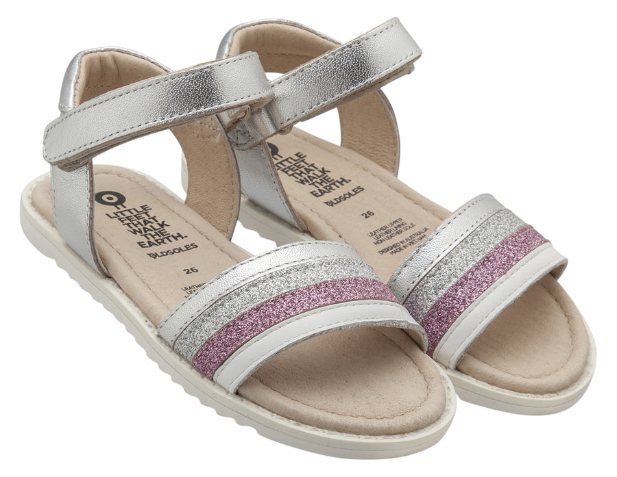 Old Soles Girls Colour Pot Leather Sandals, Silver/Snow/Glam Pink/Glam Argent/Silver
