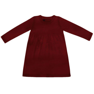 Kidential Natural Dye- Long Sleeve Knit Dress, Brick Red