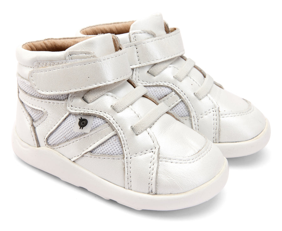 Old Soles Girl's 8009 Shizam High Top Leather Sneakers - Nacardo Blanco/Snow