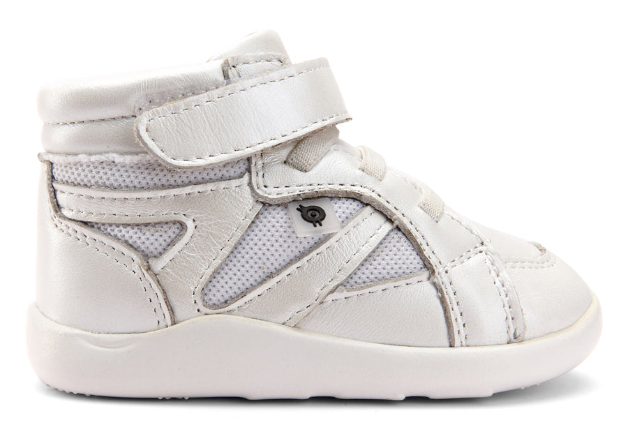 Old Soles Girl's 8009 Shizam High Top Leather Sneakers - Nacardo Blanco/Snow