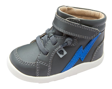 Old Soles Boy's & Girl's 8018 Light The Ground Sneakers - Grey/Neon Blue