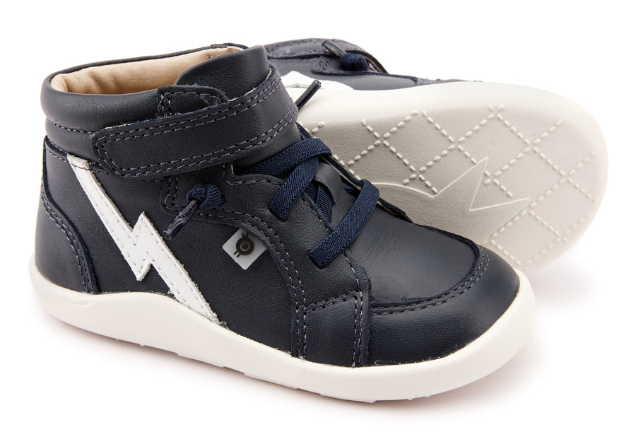 Old Soles Boy's and Girl's 8018 Light The Ground Hightop Sneakers - Navy/Snow