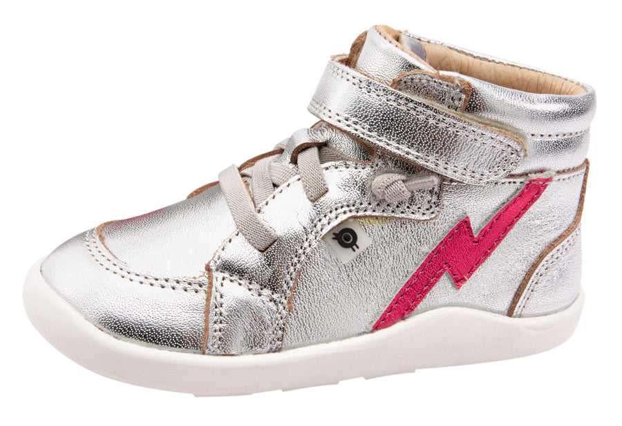 Old Soles Boy's 8018 Light The Ground Sneakers - Silver/Fuchsia Foil