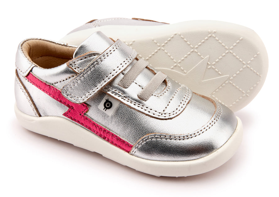 Old Soles Girl's 8023 Bolted Down Hightop Sneakers - Silver/Fuchsia Foil