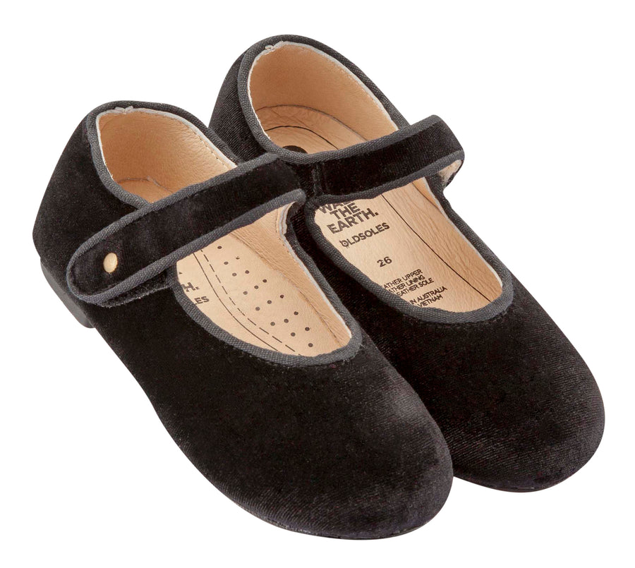 Old Soles Girl's 803 Lady Jane Flat Shoe - Black Velvet