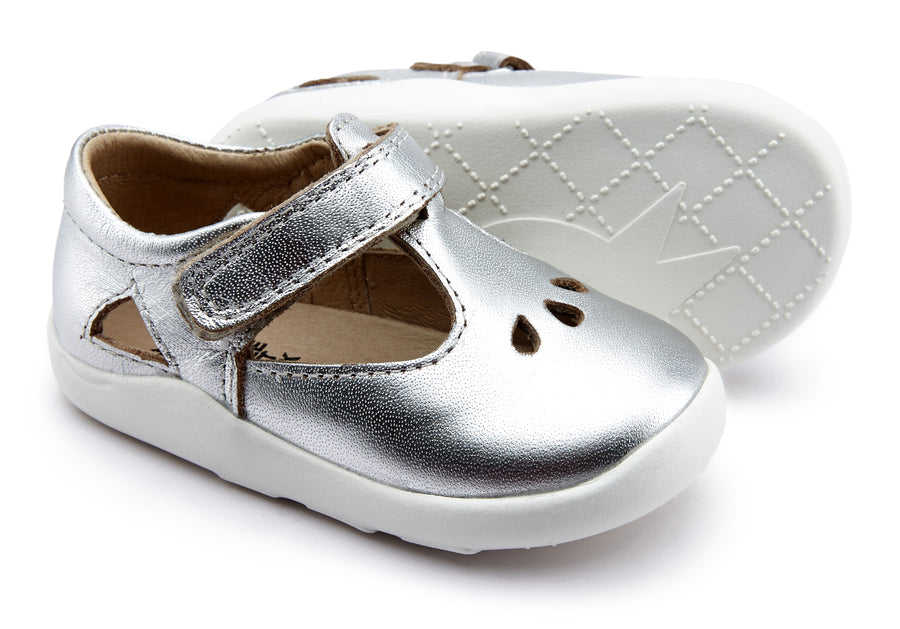 Old Soles Girl's 8034 Ground Sis Mary Jane - Silver