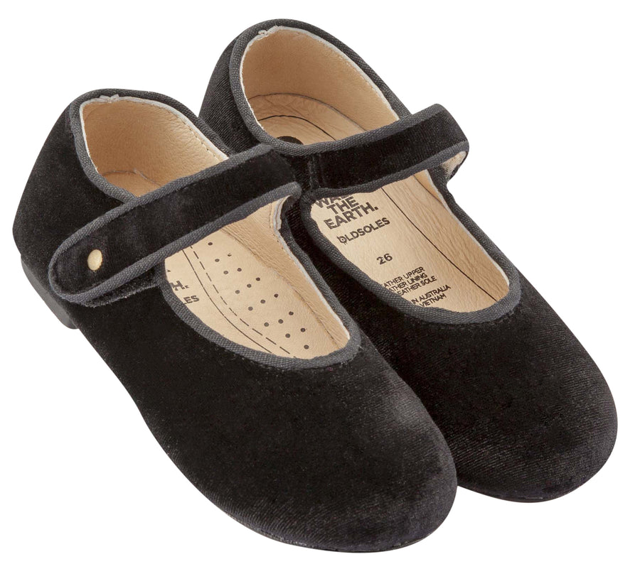 Old Soles Girl's Velvey Mary Jane Shoes, Black
