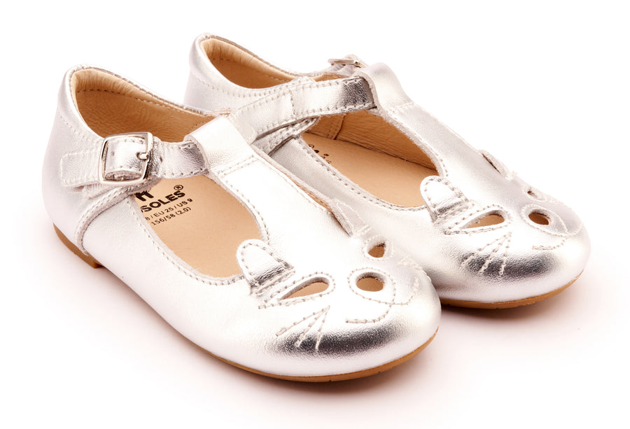 Old Soles Girl's 816 Kitty-Jane Dress Shoes - Silver