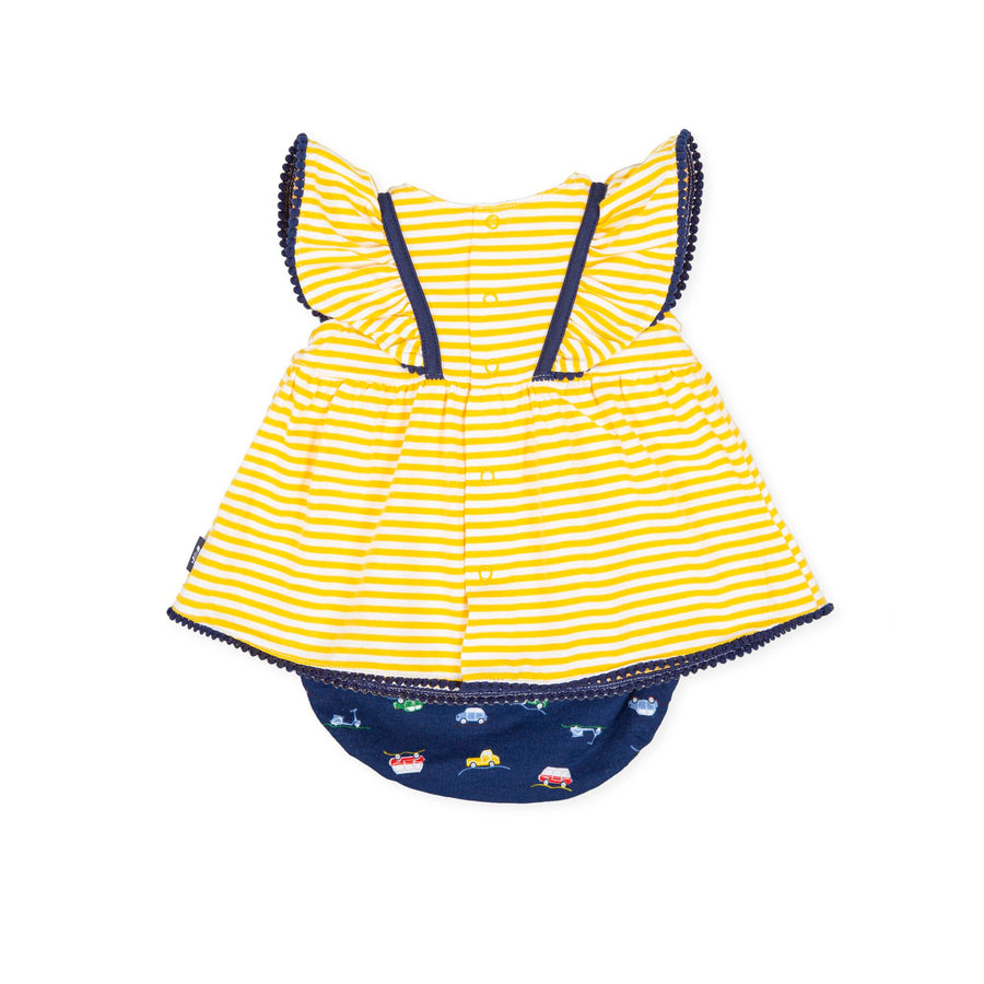 Tutto Piccolo Dress with Briefs - Yellow/Navy