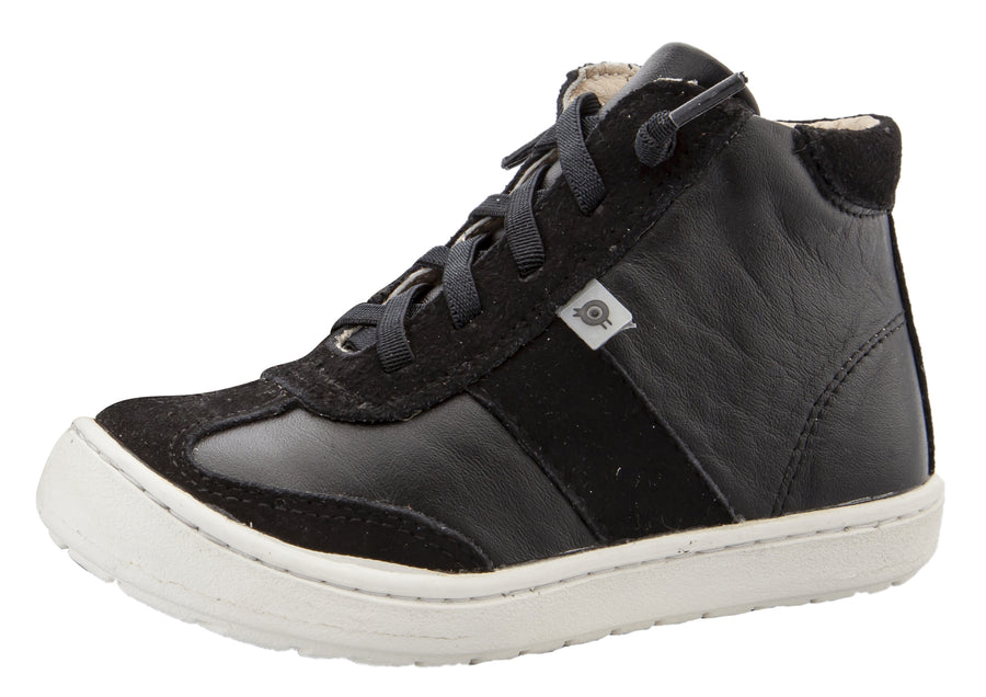 Old Soles Girl's & Boy's 9001 Travel High Top Leather Sneakers - Black/Black Suede