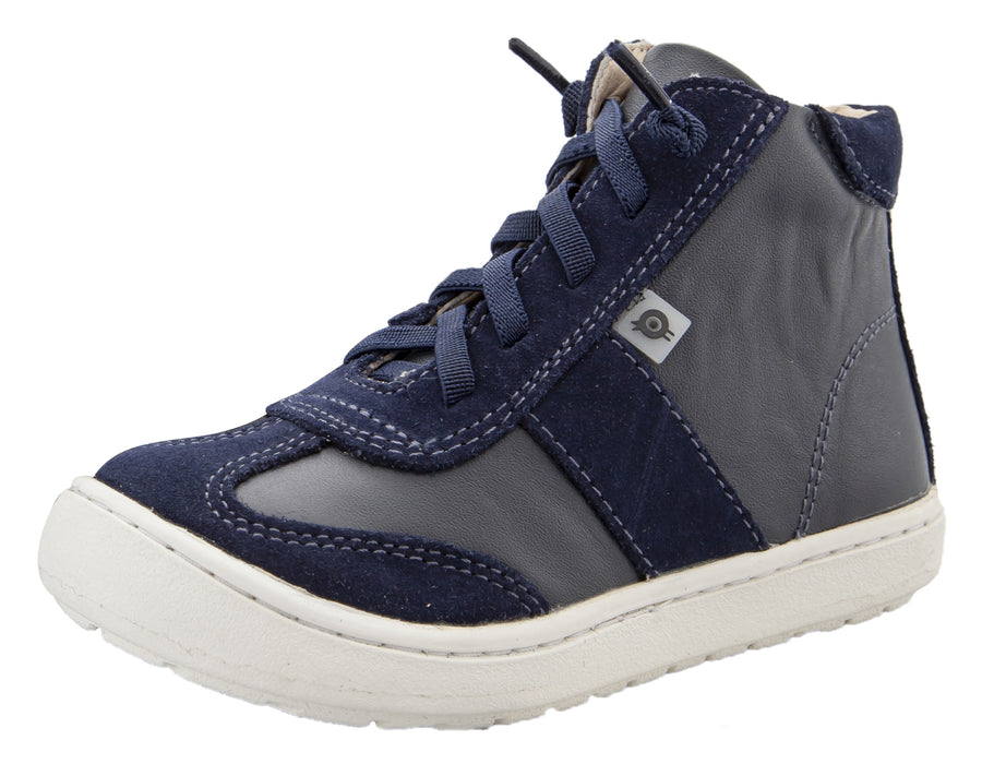 Old Soles Girl's & Boy's 9001 Travel High Top Leather Sneakers - Navy/Navy Suede