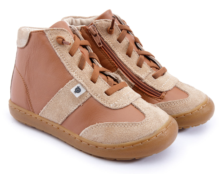 Old Soles Girl's & Boy's 9001 Travel High Top Leather Sneakers - Tan/Tan Suede/Gum Sole